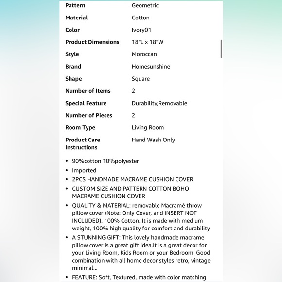 NWT Handmade Macrame Boho Boutique Pillow Cases W/Inserts - Picture 6 of 10